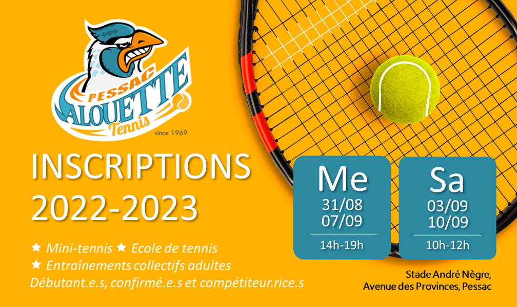 Tennis Pessac Inscriptions 2022-2023